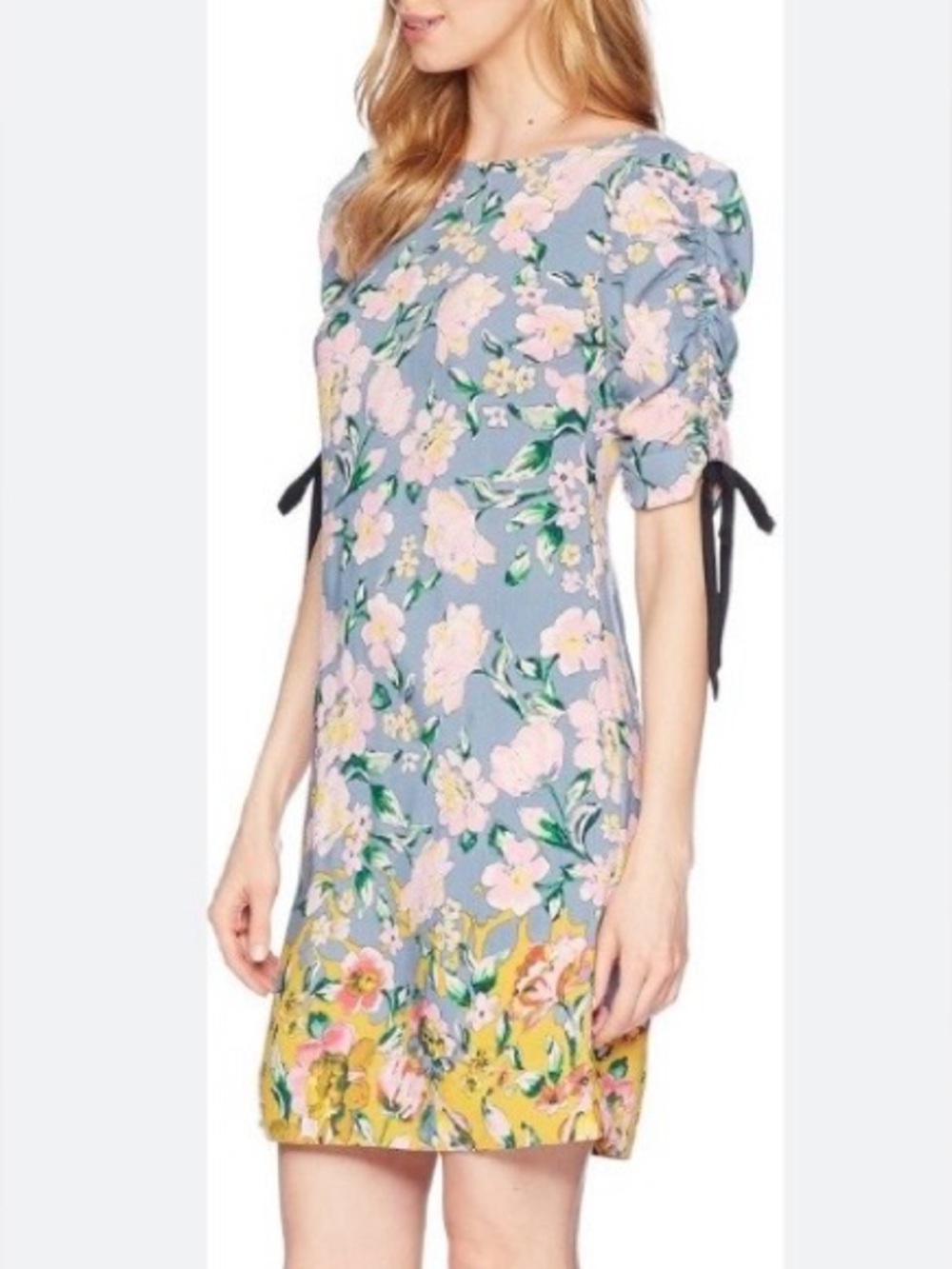 Garden Party Shift Dress Floral Bow Sleeves Rayon size‎ 8